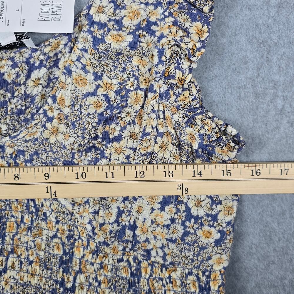 NWT Patrons of Peace Womens Large Smocked Floral Cropped V Neck Top - Picture 12 of 15